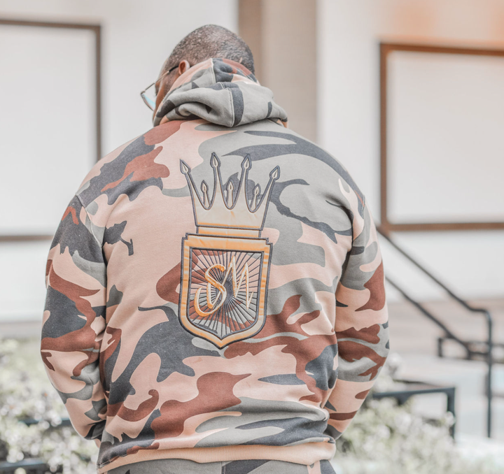 Unisex Tan and Green Camouflage Hoodie