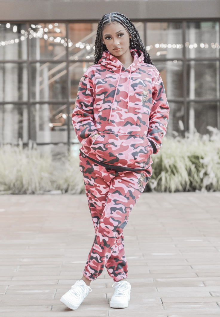 Unisex Red and Pink Camouflage Joggers Set