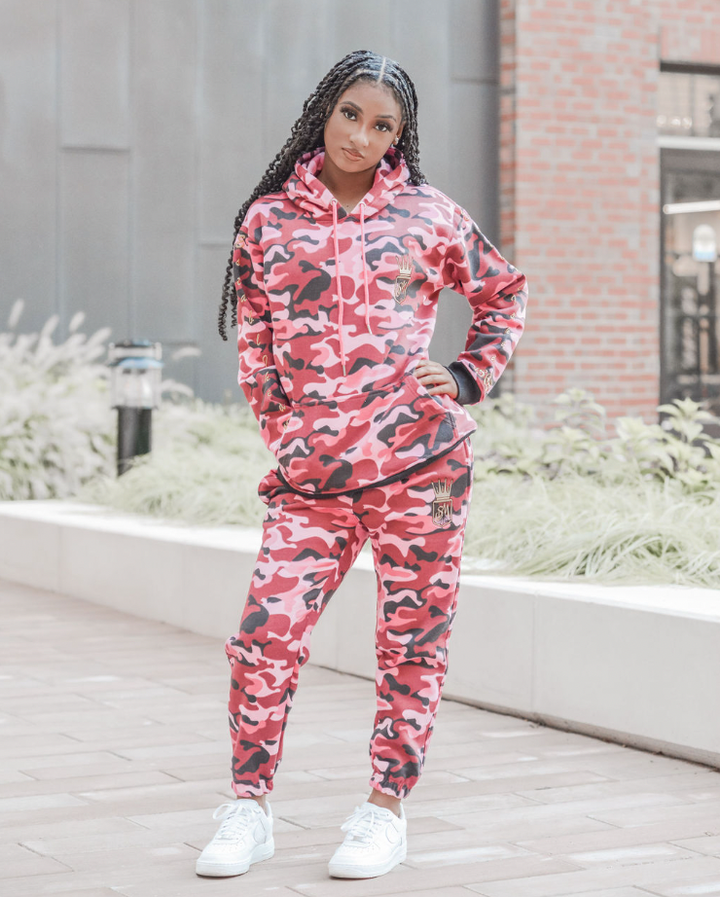 Unisex Red and Pink Camouflage Joggers Set
