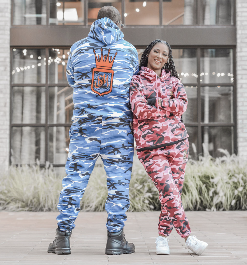 Unisex Royal Blue Camouflage Joggers Set