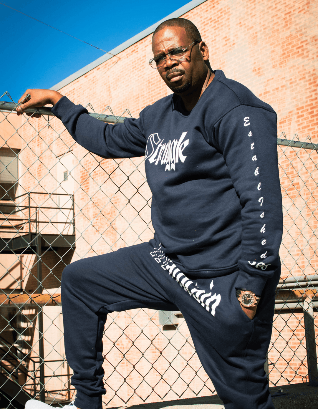 Unisex Navy Blue Struggle to Maintain Joggers Set